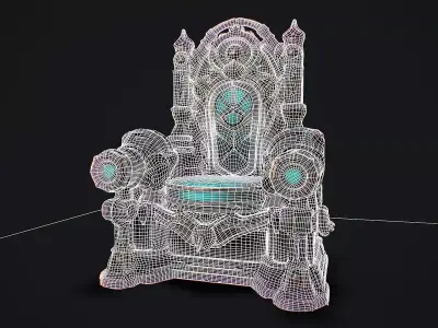 Fantasy Throne 3 game ready 3d model Low-poly 3D model