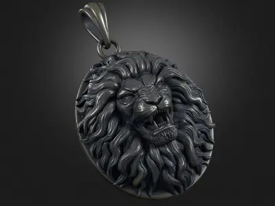 Lion Head Pendant a04 3D print model