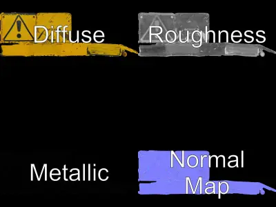 Vintage Warning Sign Model Pack Low-poly 3D model