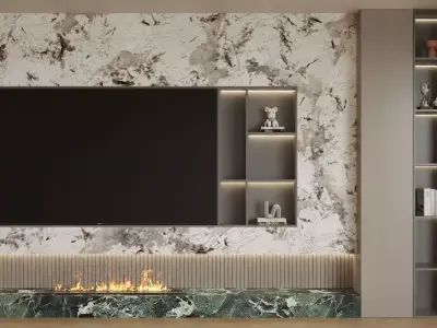 modern light luxury marble feature wall 3D model
