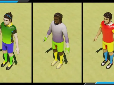 Modular Stylized Football Character plus Stadium 3D Model Pack