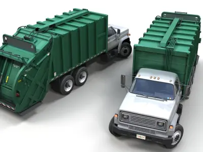 Garbage truck Low-poly 3D model