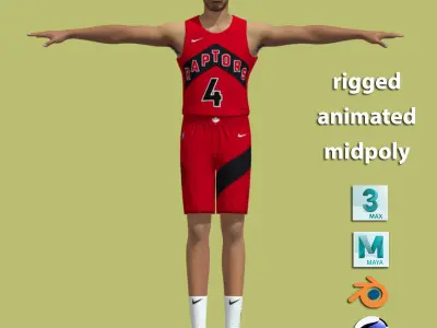T-Pose rigged Scottie Barnes Toronto Raptors NBA 3D model