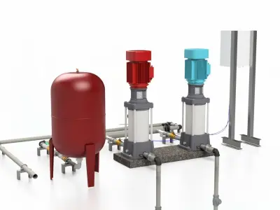 Installations of Booster Pump Multistage Pump Full Assembly 3D print model