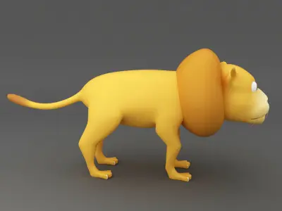 Lion rigged toon 3d model  Low-poly 3D model