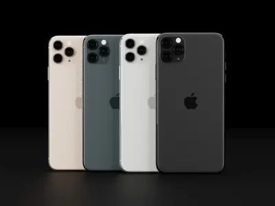 Apple iPhone 11 and 11 Pro and 11 Pro Max Official Colors Low-poly 3D model