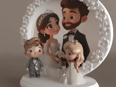 Cute Wedding Frame 3D Model STL for Decoration Gift 3D print model