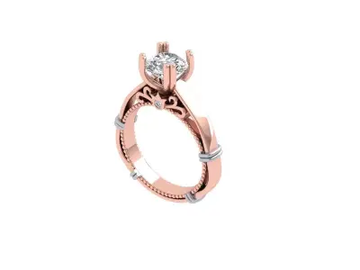 Solitaire Vintage Art deco Ring 3D print model