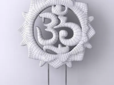 Balinese Om Wood Carving 3D model