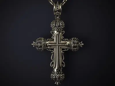 CROSS WITH CROWNS 3D print model