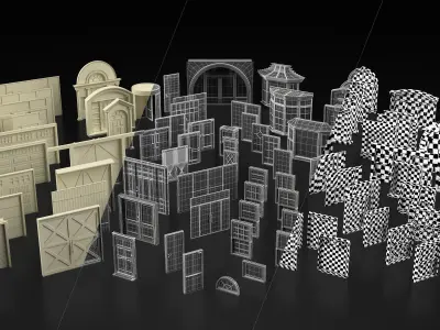 81 Doors and Windows Low-poly 3D model