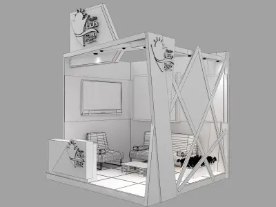 kiosk partition booth a348b  3D model