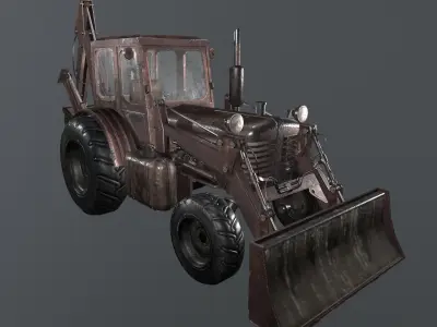 Tractor excavator model Low-poly 3D model