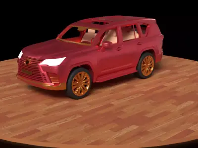 Chinese red car   Low-poly 3D model