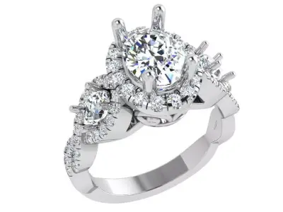 Oval Halo Twisted Ring 4228 3D print model