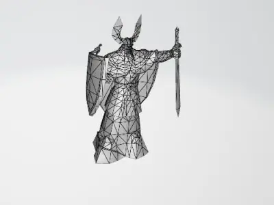 Figure sculpture stone ancient war 3D model
