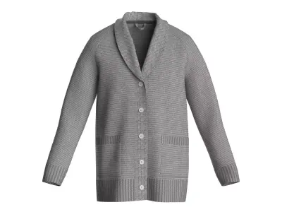 Male knit raglan cardigan 3D model