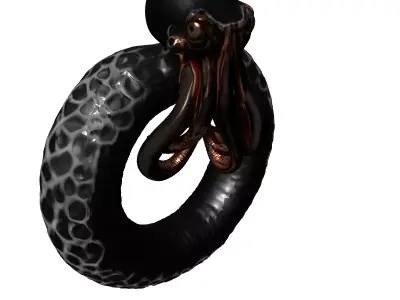 Stylized Metallic Octopus Ring Sculpture Low-poly 3D model