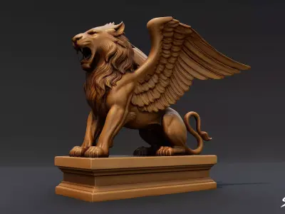 Lion Statue V11 Low-poly 3D model