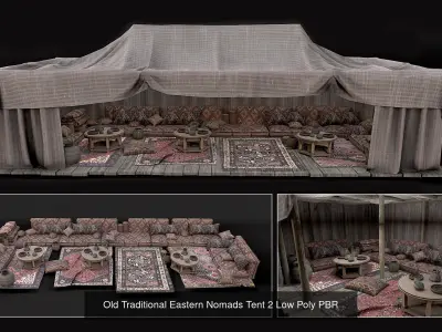 Old Traditional Eastern Nomads Tent  Low Poly PBR Collection