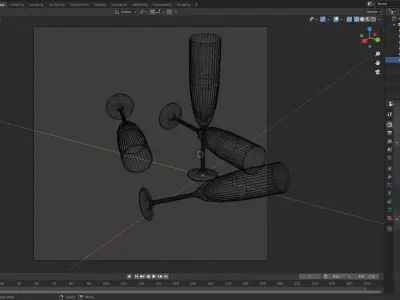 Subdivision surface has been used low poly champagne glass model Free low-poly 3D model