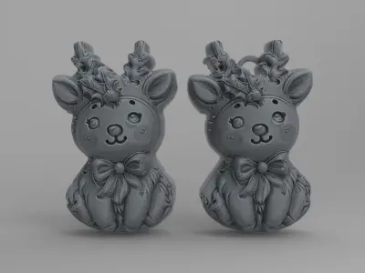 christmas cute deer cookies 3D print model