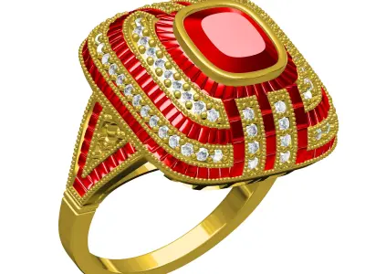 Unique Vintage Style Art Deco Ring 3D print model