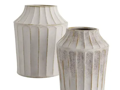 Reagan Ribbed White Vase 3D model