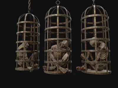 Prisoner Corpse in Cage 2 Low-poly 3D model