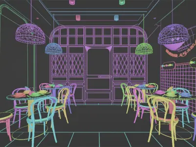 Coffeshop 3D Rendering Interior Blender - Fbx - Obj 3D model