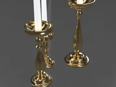 Golden CandleStick Low-poly 3D model