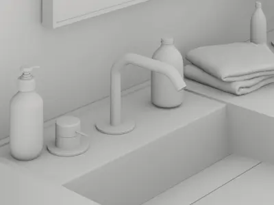 Double Washbain Design - White Marble 3D model