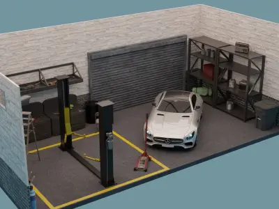 Car Garage with Tools 3D model