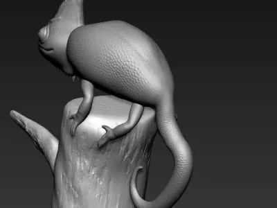 Chameleon on tree 3D model