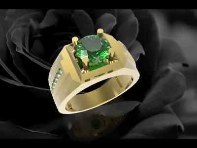 Luxury Emerald Men Ring 3D Model 649 3D print model
