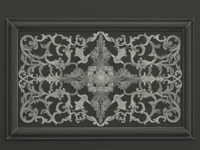 Rosette 4 ornate wall panel 3D model