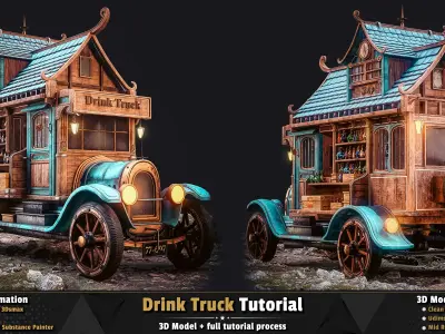Drink Truck  3D Model Low-poly 3D model