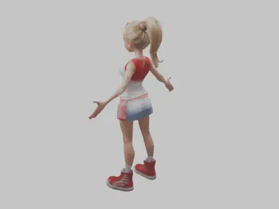 Blonde Woman Stylized Toon Character Low-poly 3D model