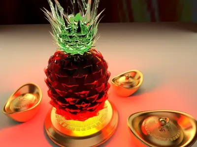 Chinese gold ingot 3D model