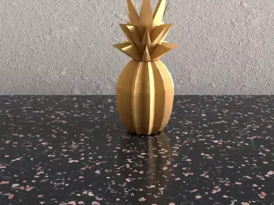 Lowpoly pineapple golden 3D model