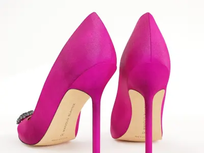 Manolo Blahnik Hangisi Satin High Heels 3D model