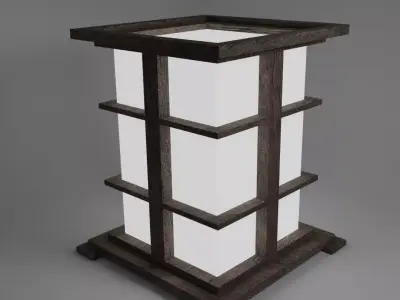 Wooden desk lamp Low-poly 3D model