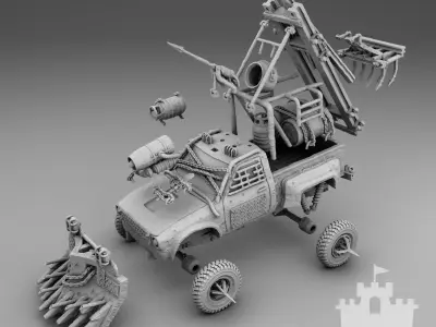Apocalyptic pickup truck 3D print model