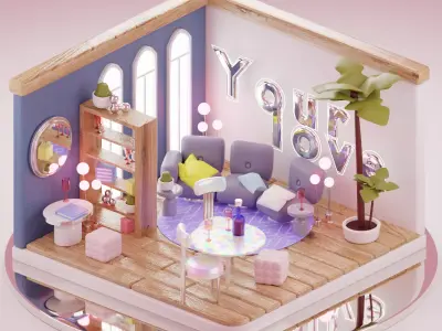beauty studio Low-poly 3D model