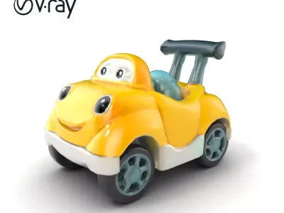 Smiling Toy Car with Rotating Wheels model pack Low-poly 3D model