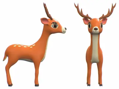 Cartoon Deer  3D model