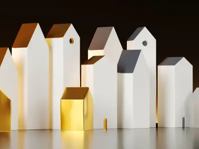 Miniature Houses For Decoration Set 3D model