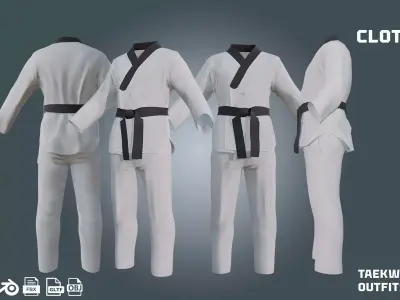 taekwondo  judo outfit - clothyfic outfit Low-poly 3D model