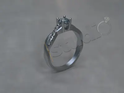 Luxury twist solitaire ring 3d model 3D print model