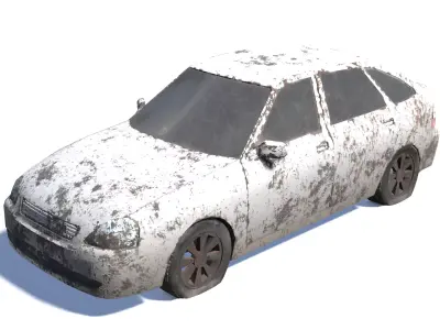 Broken Rusty Car Low-poly 3D model